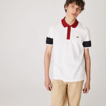 Lacoste Lacoste Made in France Regular Fit Organic Cotton Polo Shirt Pánské - Šortky Bílé / Tmavě Bl